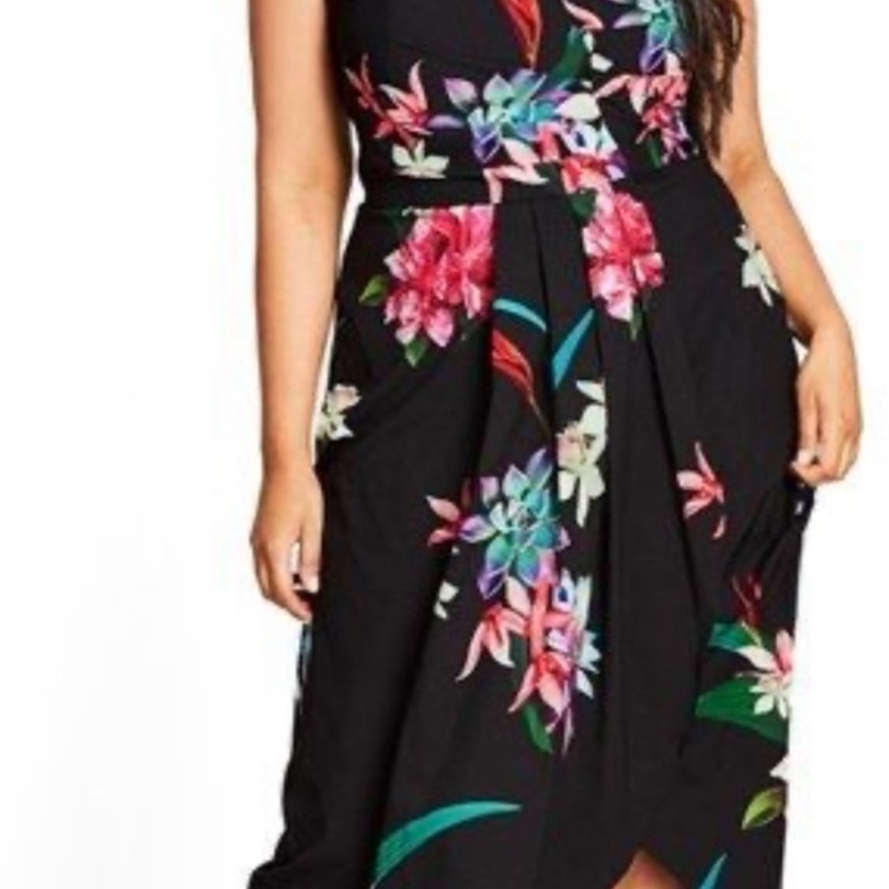 City Chic Floral Black Dress